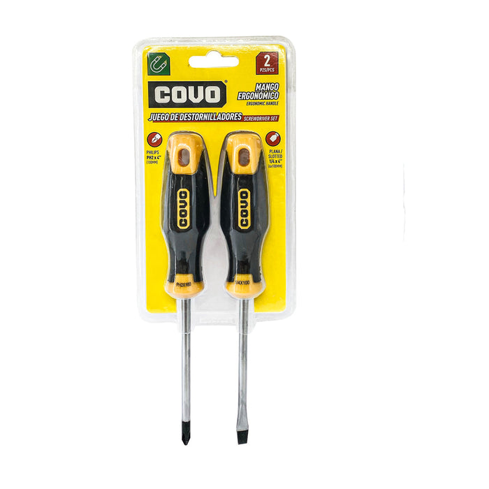 SET DE DESARMADORES COVO0 100MM 2 PZA (F. 72 SETS )