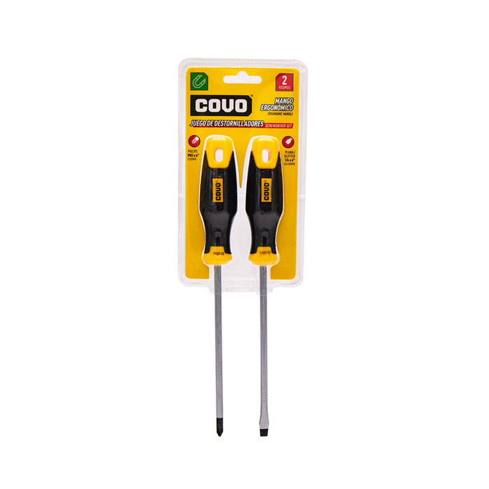 SET DE DESARMADORES COVO 150MM 2 PZA (F. 72 SETS )