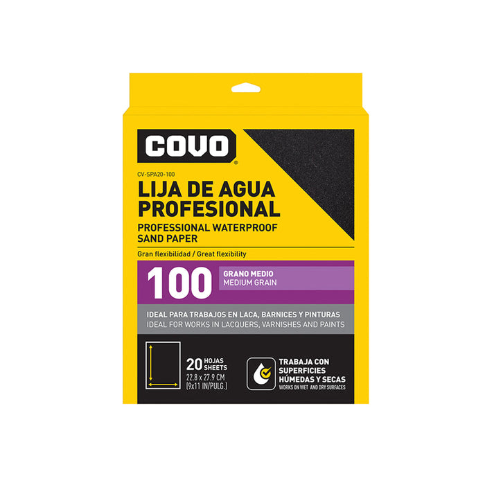 LIJA DE AGUA PROFESIONAL COVO 20 HOJAS GRANO 100 (F. 40 SETS)