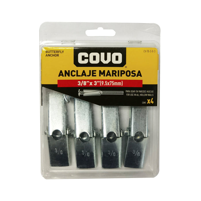 ANCLAJE MARIPOSA COVO 4 PIEZAS 0.375plg.X3plg. (F. 144 SETS)