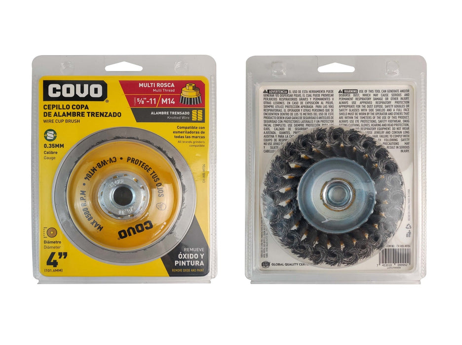 CEPILLO COVO COPA DE ALAMBRE TRENZADO MULTIROSCA 4" (F. 30 PZA)