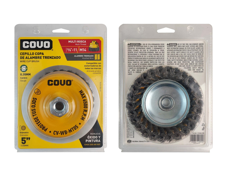 CEPILLO COVO COPA DE ALAMBRE TRENZADO MULTIROSCA 5" (F. 24 PZA)