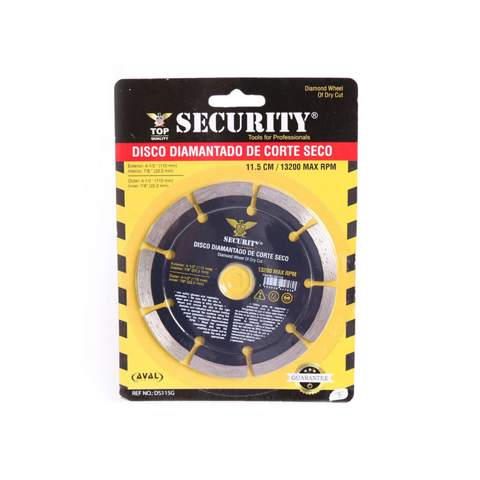 DISCO DIAMANTADO SECURITY CORTE SECO DE 4 0.5 (F. 96 PZA)