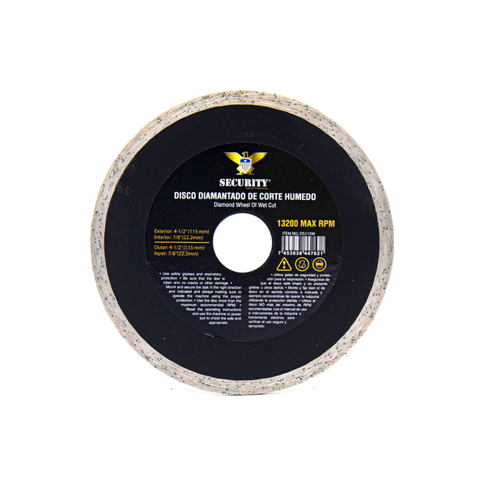 DISCO DIAMANTADO SECURITY CORTE HUMEDO DE 4 0.5 (F. 96 PZA)