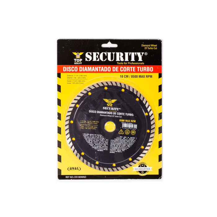 DISCO DIAMANTADO SECURITY CORTE TURBO 7 0.25 (F. 50 PZA)