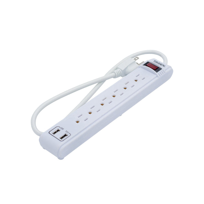 REGLETA ELECTRICA TROEN DE 60CM 6 TOMAS 2 ENTRADAS USB (F. 48 PZA)