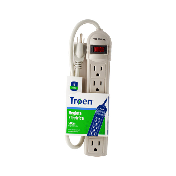 REGLETA ELECTRICA TROEN 6 TOMAS 50CM( F.60 PZA )