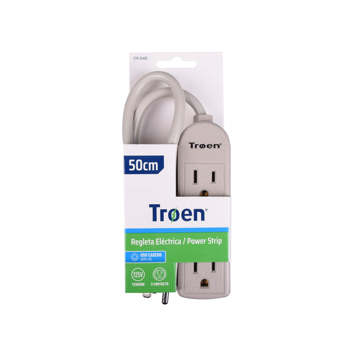 REGLETA ELECTRICA DE 50CM 3 TOMAS TROEN (F. 60 PZA)