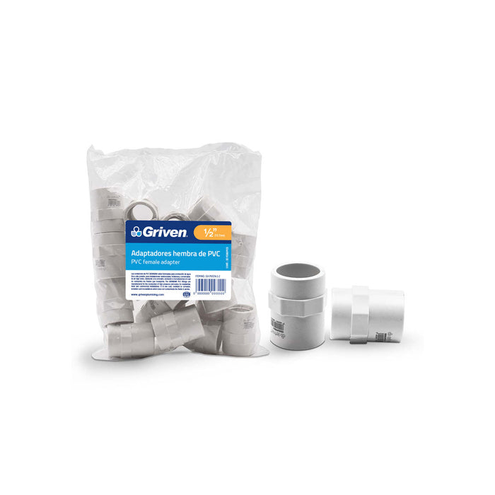 ADAPTADOR HEMBRA DE PVC GRIVEN 0.5plg (F. 800 PZA)
