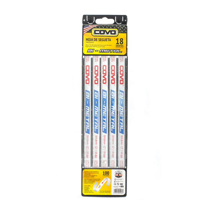 HOJAS PARA SEGUETA COVO 18DIENTES 100 UNIDADES (F. 1000 PZA)