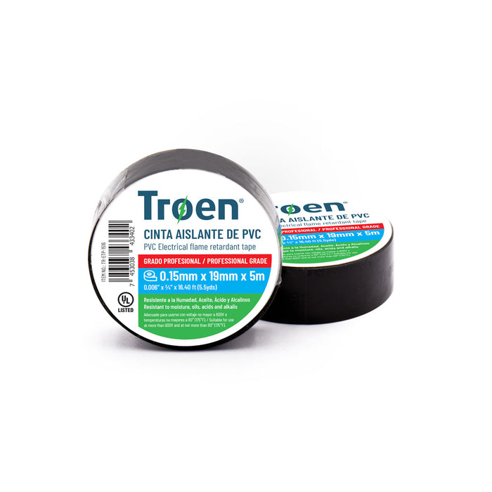 CINTA DE AISLAR TROEN NEGRA 0.75plg. 5M (F. 20 DOC)