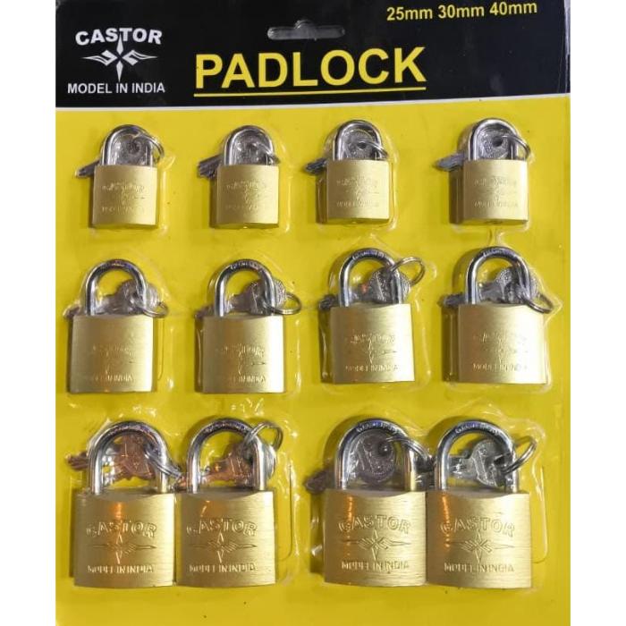 CANDADO CASTOR DORADO CAR 25-30-40 MM (F. 20 SETS)