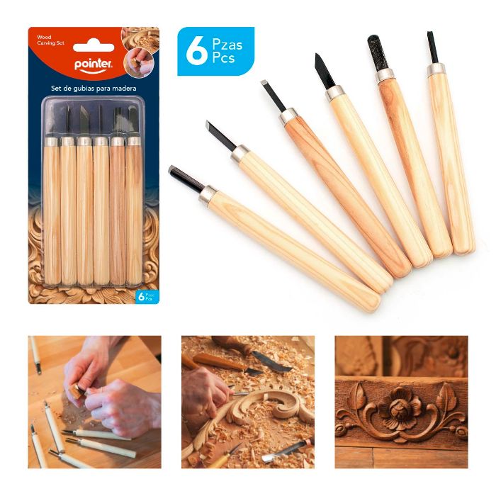 SET DE GUBIAS POINTER PARA MADERA 6 PIEZAS (F. 144 SETS)