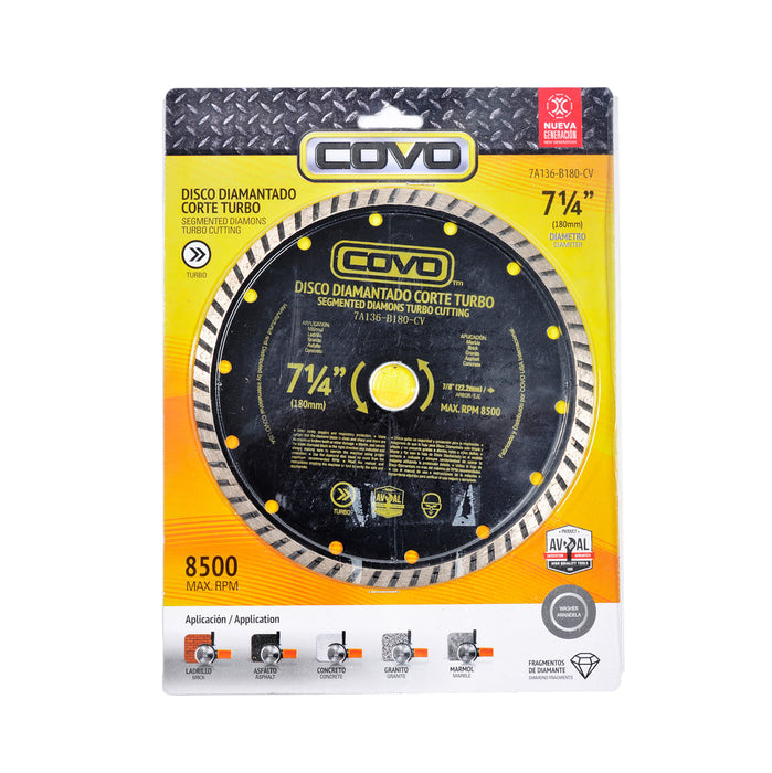 DISCO DIAMANTADO COVO CORTE TURBO 7 0.25plg. (F. 50 PZA)