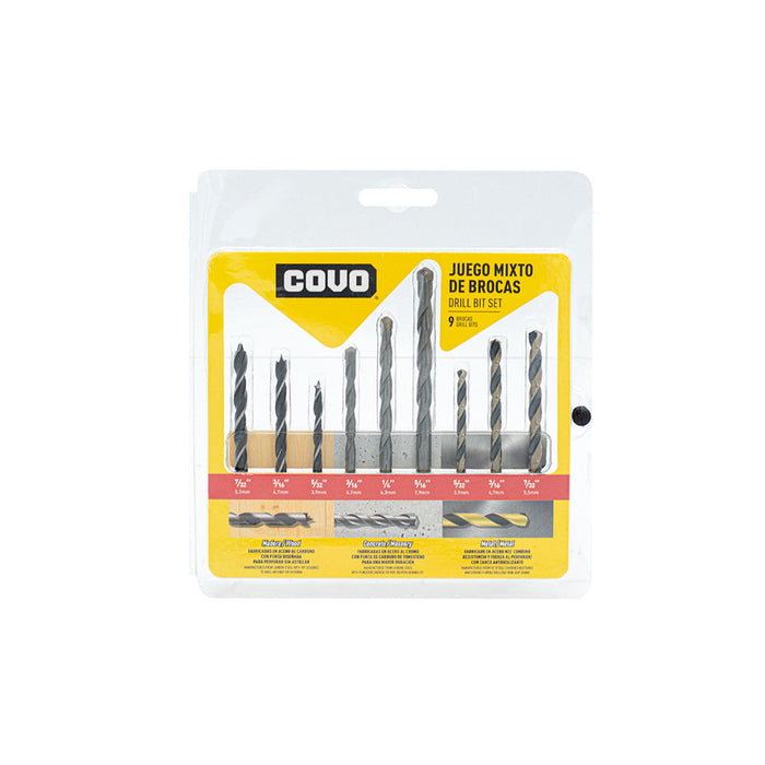 JUEGO DE BROCAS COVO METAL-MADERA-CONCRETO 9PZ (F. 48 SETS)