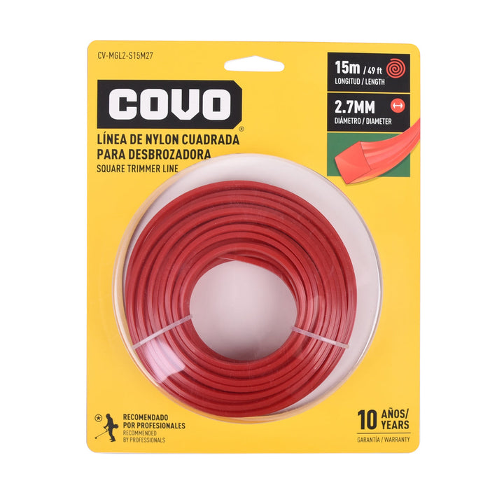 LINEA D-NYLON COVO CUADRADA P-DESBROZADORA 15M-2.7MM (F. 72 ROLLOS)