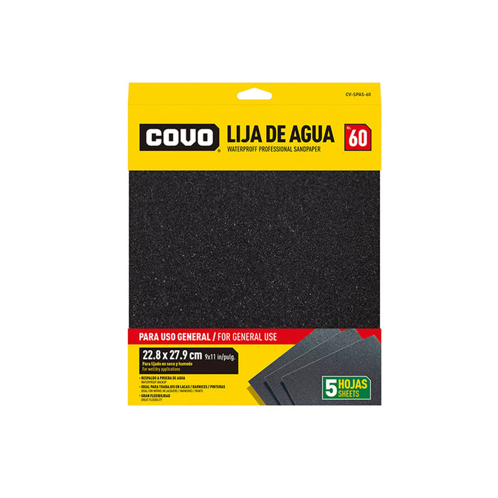 LIJA DE AGUA COVO 5 HOJAS GRANO 60 (F. 100 SETS)