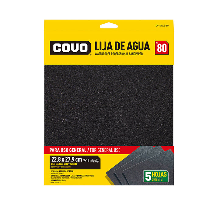 LIJA DE AGUA COVO 5 HOJAS GRANO 80 (F. 100 SETS)